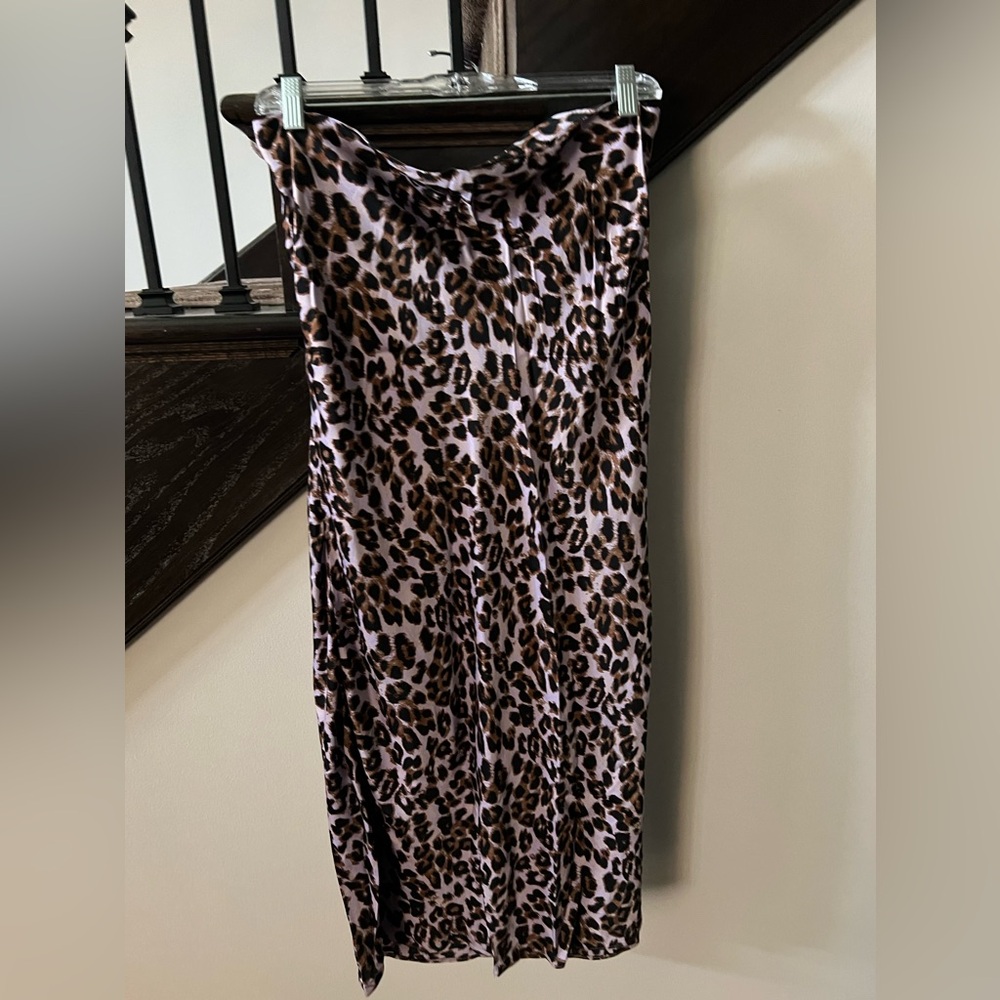 Black and light pink leopard skirt